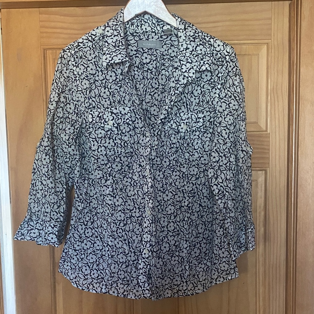Liz Claiborne Floral Cotton Button Down XL